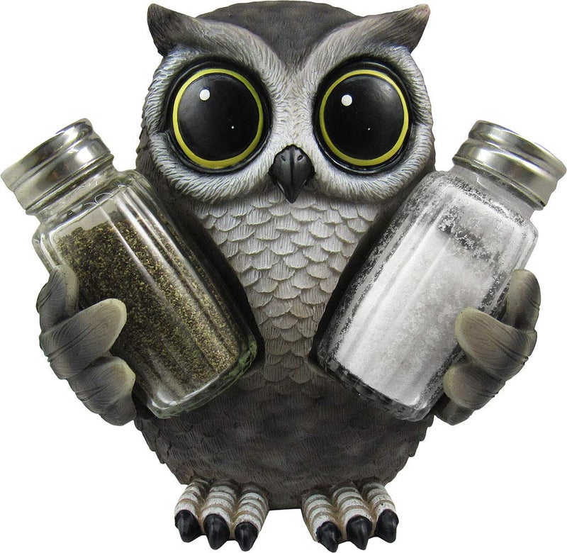DWK Animal Holder with Salt And Pepper Shaker Set (3 Piece) | Kitchen DÃ©cor and Accessories | Salt and Pepper Shakers | Home DÃ©cor | Home Decorationsâ€¦ (Owl) - Image 1